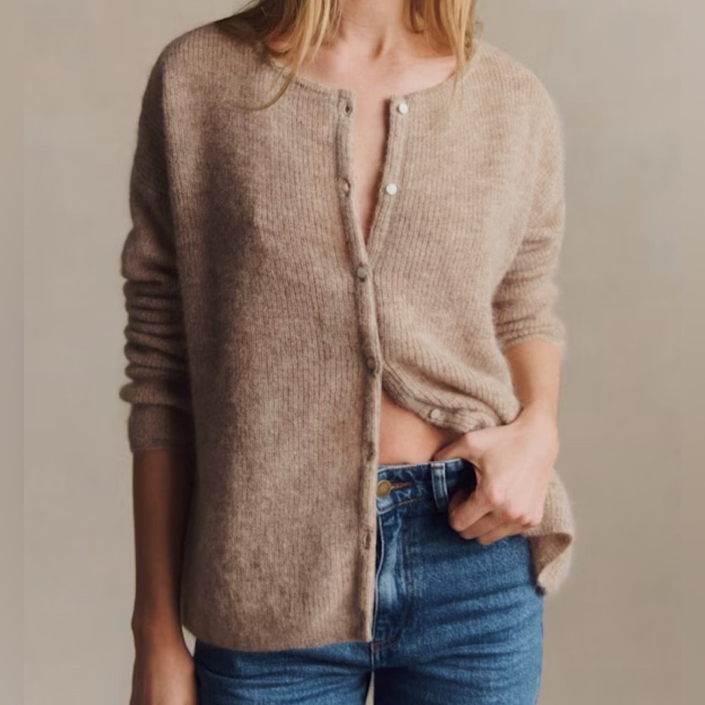 Sezane Gaspard Light Beige Cardigan, Small